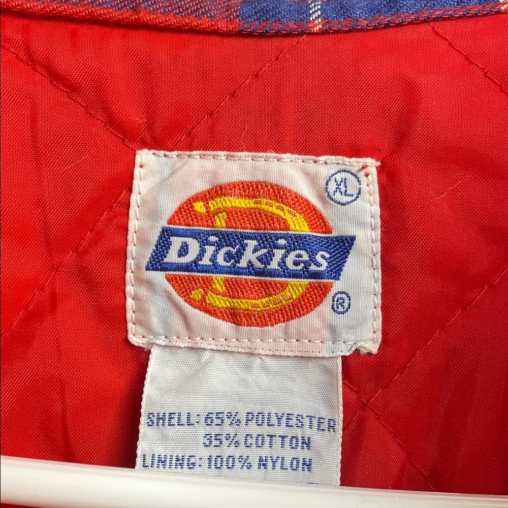90’s Dickies Vibrant Red and Blue Plaid  Quilted Shirt with Pockets - Picture 2 of 8